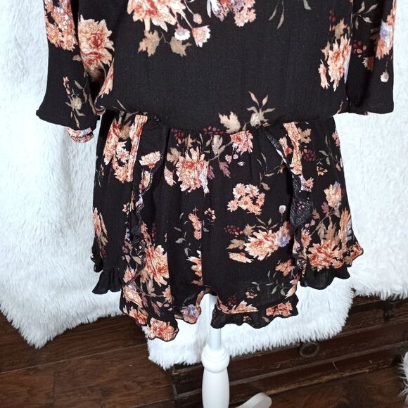 FULL TILT BLACK & PINK FLORAL ROMPER SZ.S EUC - Picture 4 of 8
